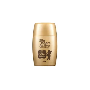 The product you are referring to is likely the OMI Brotherhood Sun Bears Active Protect Milk Sunscreen SPF 50+ PA++++, a popular Japanese hybrid sunscreen known for its high UV protection and matte finish. It is specifically designed for outdoor activities and suited for oily or combination skin types. Key Features and Expert Opinions UV Protection: Offers high, broad-spectrum protection against both UVA and UVB rays with SPF 50+ and PA++++ ratings. Texture and Finish: It has a very liquid, “milk-type” texture that absorbs quickly and dries down to a matte, powder-like finish. This makes it a favorite for individuals with oily skin in hot and humid climates. Water and Sweat Resistance: Formulated to be highly resistant to water, sweat, and sebum, with added anti-odor effects, making it suitable for sports and outdoor activities. Ingredients: It is a hybrid sunscreen, containing both mineral filters (zinc oxide, titanium dioxide) and chemical filters (ethylhexyl methoxycinnamate, diethylamino hydroxybenzoyl hexyl benzoate). It also includes green tea extract and glycyrrhetinic acid to help prevent dryness and rough skin.